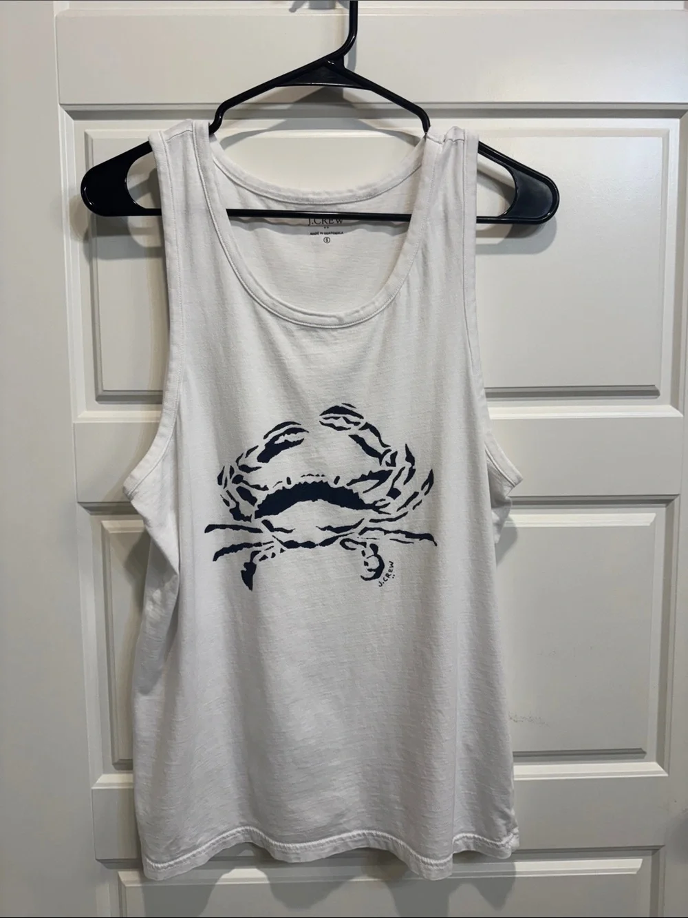 J. Crew White Tee with Navy Logo Print